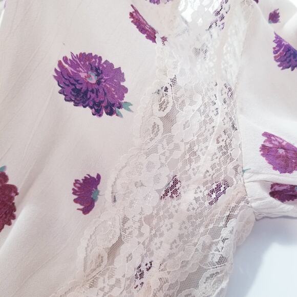 Intimately Free People Floral Print Ruffle Lace Bodysuit Blouse Long Sleeves - Picture 13 of 16